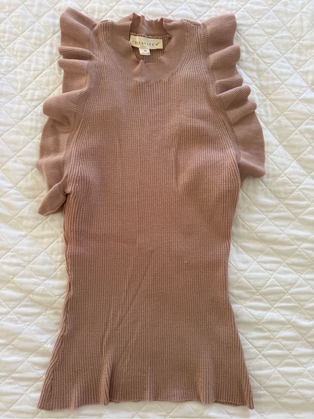 lovestitch Mauve Ruffle Sleeve Racerback Knit Tank